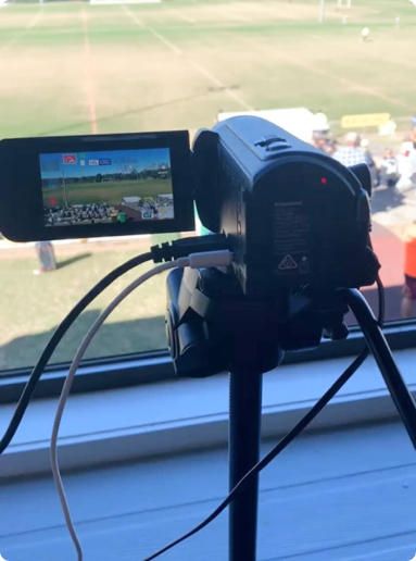 Photo of a simple camera setup to livestream rugby league